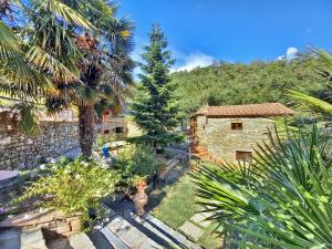 an aerial view of a house with a palm tree at Casa Le Celle in Cortona