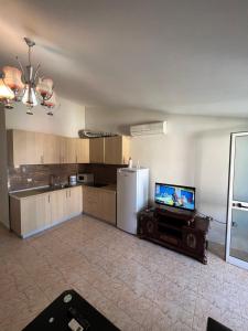Il comprend une cuisine équipée d'un réfrigérateur et une télévision. dans l'établissement House for rent Jurgen, à Golem