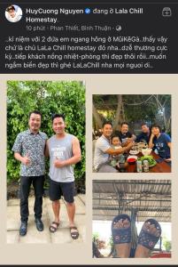 a collage of three pictures of a man and people at Lala Chill Homestay in Ke Ga
