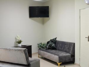 a living room with a couch and a tv at The Pickle Residence in Tzaneen