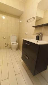a bathroom with a sink and a toilet at Gölyaka Hotel in Bursa