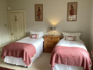 two beds sitting next to each other in a bedroom at Brynffynnon Boutique Bed and Breakfast in Dolgellau