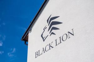 een close-up van een zwarte leeuw bord op een auto bij Apartamenty Black Lion in Pcim