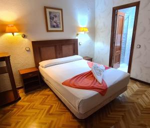 1 dormitorio con 1 cama grande en una habitación en Hostal Sardinero, en Madrid