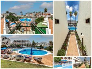 un collage de fotos de una piscina del complejo en LUX Parque Santiago2 Las Americas First Line, en Playa de las Américas