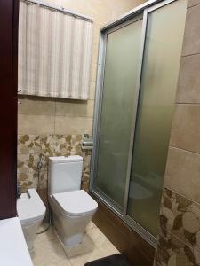 a bathroom with a toilet and a shower at Januario Maputo in Maputo
