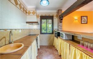 duża kuchnia ze zlewem i kuchenką mikrofalową w obiekcie Amazing Home In El Gastor w mieście El Gastor