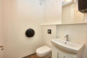 Un baño con un inodoro blanco y un lavabo. en Old Town Reykjavik, en Reikiavik 26 fotos más