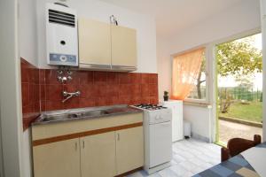 kuchnia ze zlewem i kuchenką w obiekcie Apartments with a parking space Labin - 7468 w mieście Labin