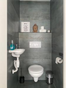 a bathroom with a toilet and a sink at Studio Romantic in Zandvoort