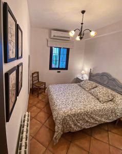 1 dormitorio con cama y ventana en Grazalema - Casita La Calma - Increíbles vistas, Climatización Frio-Calor, Wifi, Parking, en Grazalema
