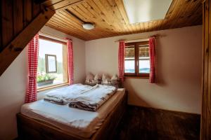 una camera da letto con un letto e una finestra di Almhütte Hebalm a Pack