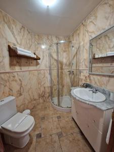 La salle de bains est pourvue d'une douche, de toilettes et d'un lavabo. dans l'établissement Apartamento Marbella, à Marbella