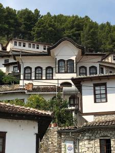 un edificio blanco en la cima de una montaña en Hotel Nasho Vruho, en Berat