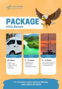 a flyer for a car dealership with an eagle on it at Villa Bonda Langkawi in Pantai Cenang