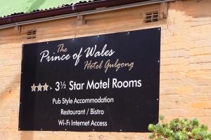 Certifikát, hodnocení, plakát nebo jiný dokument vystavený v ubytování Prince Of Wales Hotel Gulgong