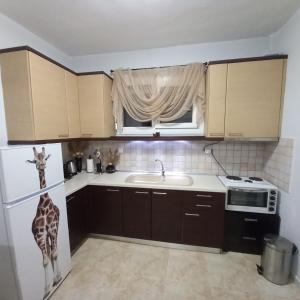 uma cozinha com uma girafa de pé na cozinha em PUZZLE SWEET HOME em Serres