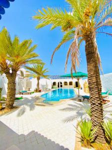 a resort with a swimming pool and palm trees at Maison Leila chambres d hotes in Midoun