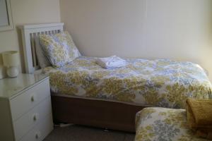 1 dormitorio con cama con almohada y vestidor en Littledown, en Bournemouth
