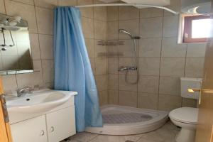 a bathroom with a shower and a sink and a toilet at Holiday Apartments Lučić - Feels like Home, away from Home in Ražanj +95 photos
