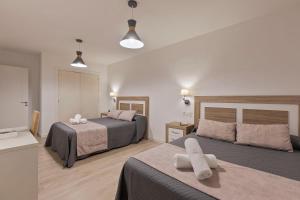 a hotel room with two beds and a television at Luxury Apartment City Centre in Granada