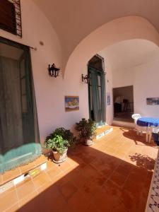 ein Zimmer mit einem Tisch und Topfpflanzen darin in der Unterkunft La Casa di Rita in Cetara