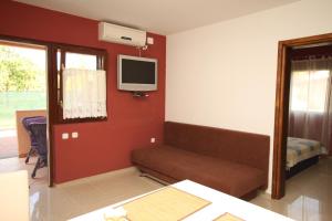 a living room with a couch and a tv on the wall at Apartments with a parking space Valbandon, Fazana - 2214 in Fondole