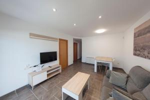 Televízia a/alebo spoločenská miestnosť v ubytovaní Apartament Bisaura de Ter