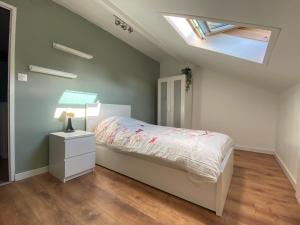 a bedroom with a bed and a skylight at Maison de ville au bord de l’eau (3) in Saint-Nicolas-de-Port