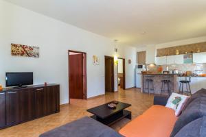 a living room with a couch and a tv at As Casas do Algarve in Vale da Rosa