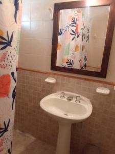 La salle de bains est pourvue d'un lavabo et d'un miroir. dans l'établissement Plaza España, à Mendoza