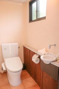 bagno con servizi igienici e lavandino di House Hotel Amami Minpaku Mura & Sauna ad Amami