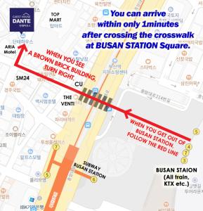 a map of the crosswalk in bussan station at Dante House in Busan