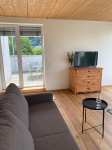 TV a/nebo společenská místnost v ubytování Penthousewohnung mit fantastischem Ausblick und KLIMAANLAGE