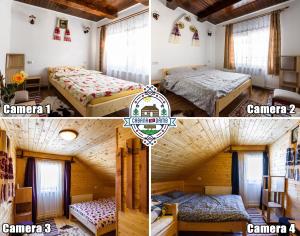 2 Bilder eines Zimmers mit 2 Betten in der Unterkunft Cabana din Damb in Râșca