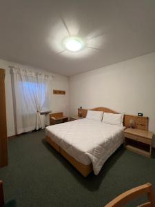 a bedroom with a large white bed and a window at Locanda Aquila Nera in Aquiléia