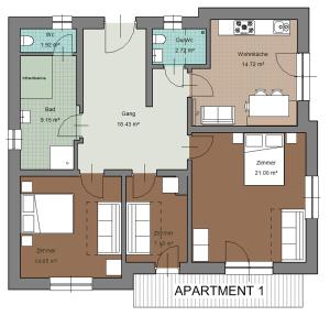 Půdorys ubytování Apartments Renata Gries 201