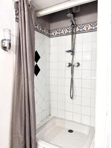 a bathroom with a shower with a toilet and a sink at Studio St Rémy Historic Center/Air-com in Saint-Rémy-de-Provence