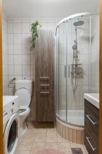 bagno con doccia e lavatrice. di ARENA a Osijek