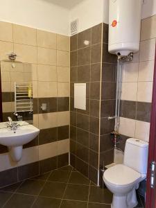 a bathroom with a toilet and a sink at Apart Hotel Flora Residence - Clover Building Flat 09 in Borovets