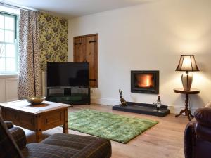 a living room with a television and a fireplace at Ellerton House in Richmond