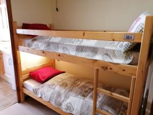 kilka łóżek piętrowych w pokoju w obiekcie Appartement Le Grand-Bornand, 1 pièce, 4 personnes - FR-1-241-242 w mieście Le Grand-Bornand