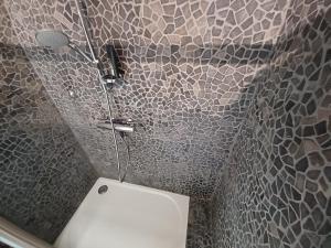 een badkamer met een wit toilet in een kamer bij L'Eau-Dyssée, clim, parking privé, jardin in Saint-Laurent-du-Var