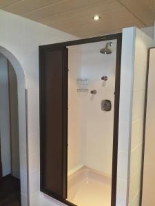 レンゲンフェルトにあるAppartment Leniのバスルーム(黒枠のシャワー付)