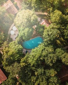 an overhead view of a swimming pool in the trees at Valley Village Phu Quoc in Phú Quốc
