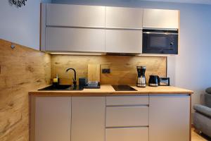 Kuchyňa alebo kuchynka v ubytovaní GórSKI Przystanek Apartament Parzenica i Rozeta