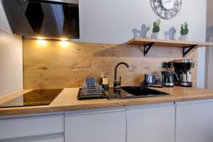 Kuchyňa alebo kuchynka v ubytovaní GórSKI Przystanek Apartament Parzenica i Rozeta