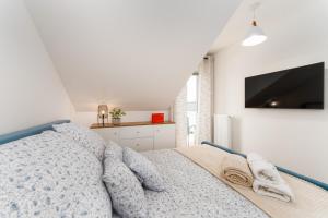 Telewizja i/lub zestaw kina domowego w obiekcie Apartament Słoneczny przy morzu z klimatyzacja