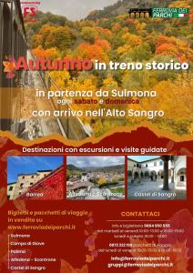 un folleto para una escuela con árboles de otoño en el fondo en La casetta del Pastore en Sulmona
