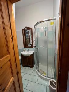 a bathroom with a shower and a sink at B&B La Veronica in Pianillo